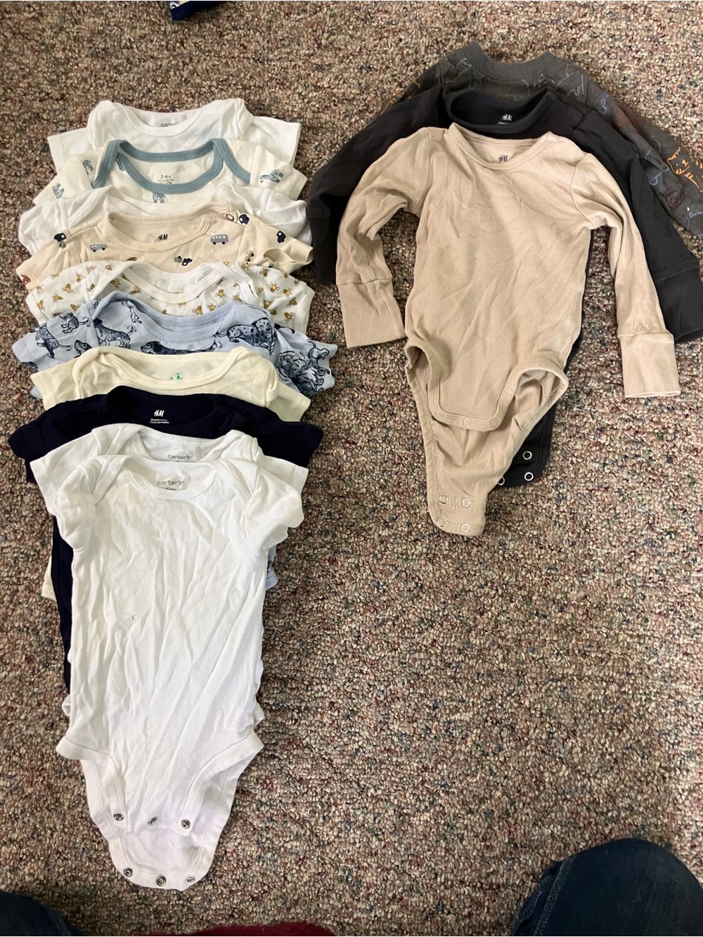 H&M Beige and White Baby One-Piece Bodysuit Set